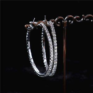 Silver Big Hoop Rhinestone Earring
